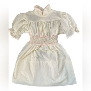 Vintage Polly Flinders Hand Smocked Dress Size 5 Months Pink & Cream Girly Event